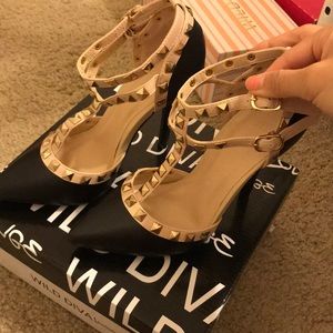 studded black & nude heels